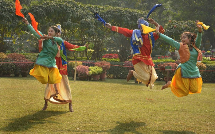performing Bhangra Dance