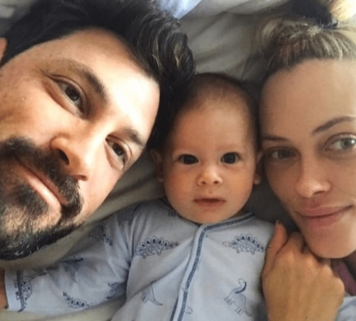 Peta Murgatroyd with her husband and the little boy Shai