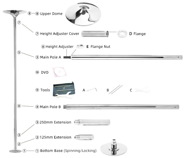 diameter of stripper pole